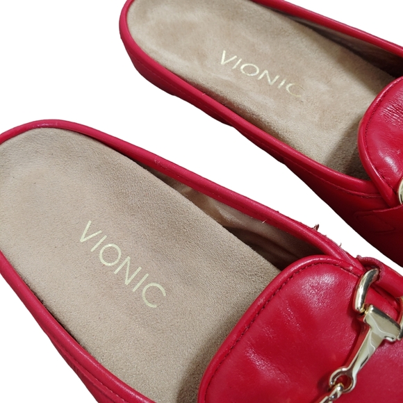 Vionic Slip on Red Leather Adeline Business Casual Loafer Shoes Size 6.5 - Picture 2 of 4